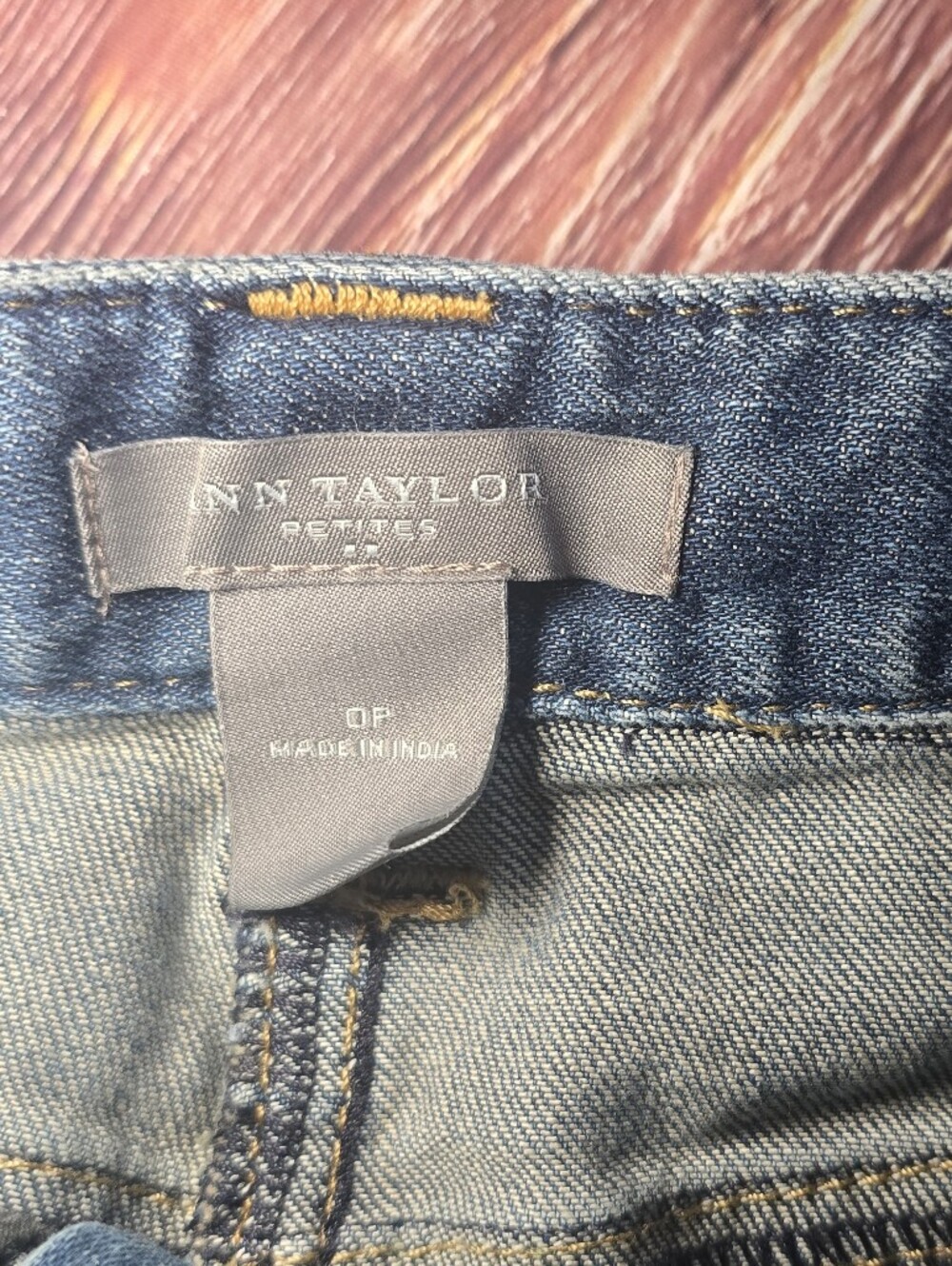 Ann Taylor Denim Mini Skirt with Bike Stitching. 0P - Picture 4 of 5